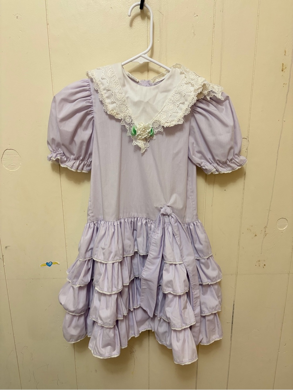 Vtg Mini World ruffle full circleEaster Party Dress Size 6 Lilac White pageant